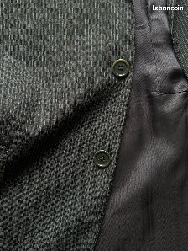 Blazer Veste de Costume Massimo Dutti Homme Gris Rayures Noires Taille 52 (image 4)