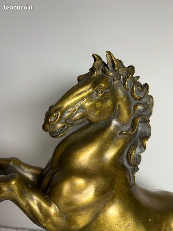 Buste De Cheval En Bronze Massif - Sculpture Animalière - Occasion