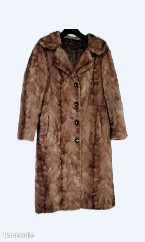 Manteau Vintage En Vison – Parfait état, Couleur Marron, Taille M, Style Années 80 élégant