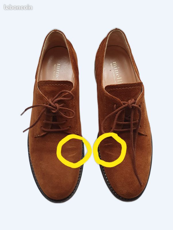 Derbies cuir velours tabac MINELLI 36 LM75 (image 1)