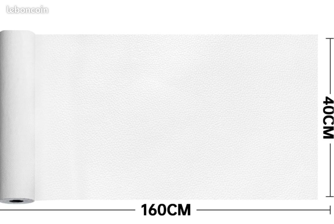 Patch Réparation Cuir Autocollant 40x160 Cm - Blanc - Super Adhésif Pour Canapé, Siège Auto, Veste, Sac | Rénovation Facile & Invisible