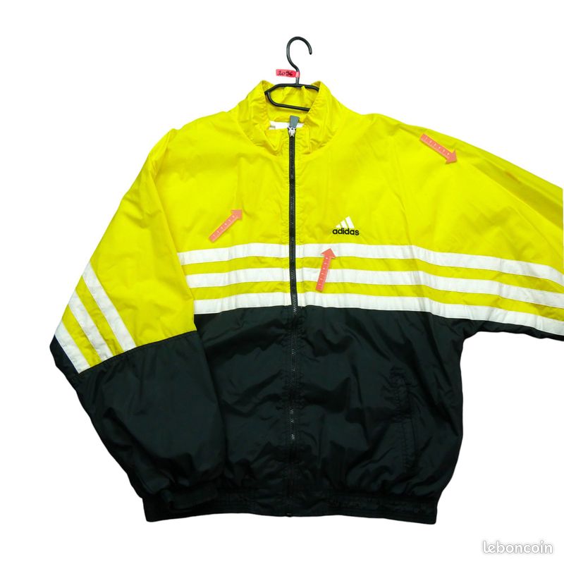 Adidas Coupe-vent Vintage Y2K Homme Taille XL Jaune #QWE2096
