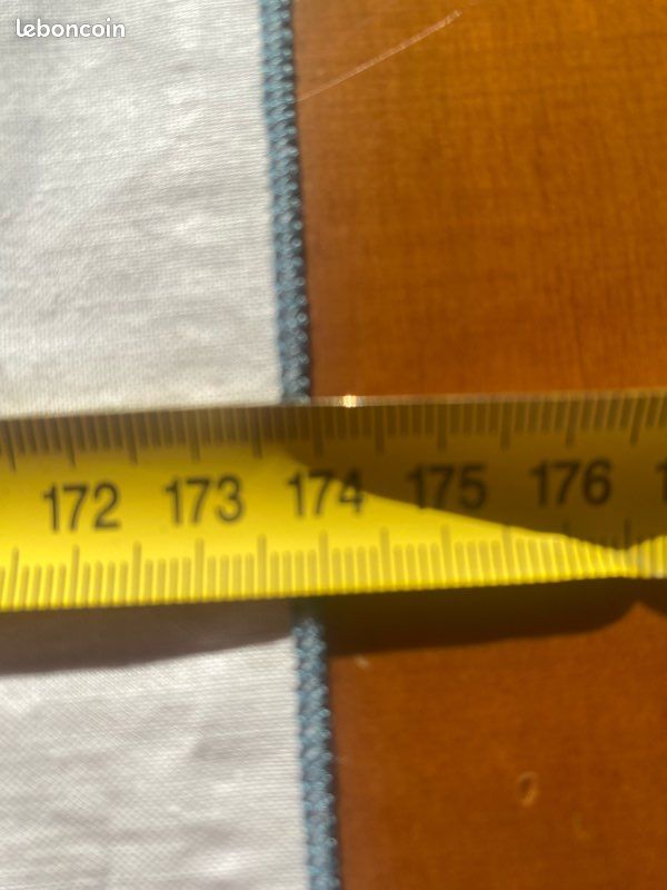 Nappe vintage avec broderie 100% coton blanche et bleue (image 7)