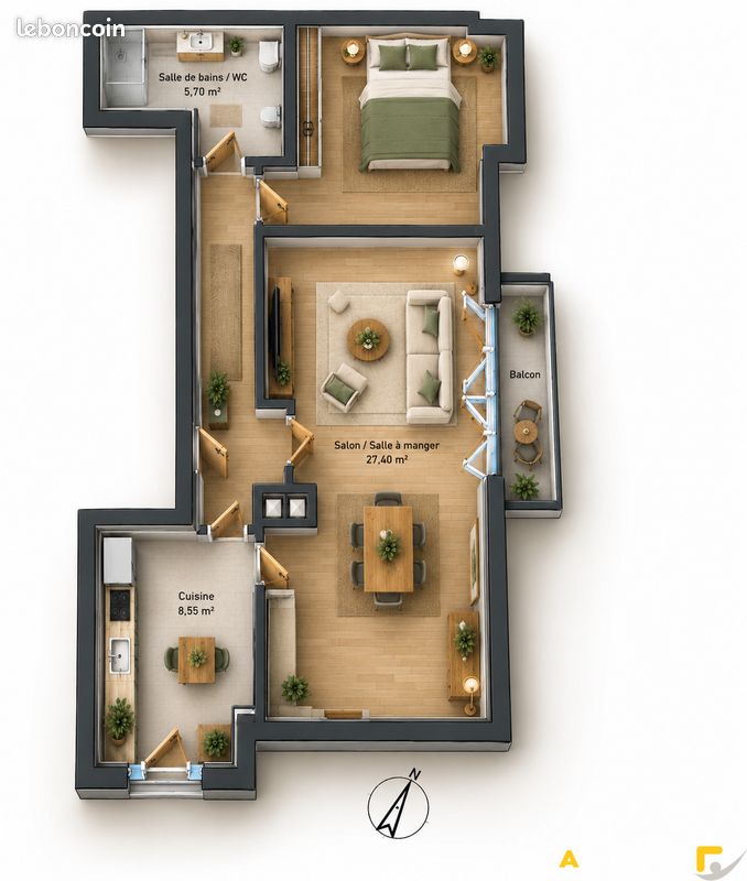 Appartement 2 pièces 55 m² · à Faverges-Seythenex · 55 m² · 130 000 €