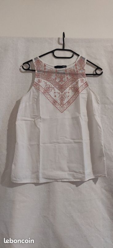 Débardeur avec broderie blanc (image 1)