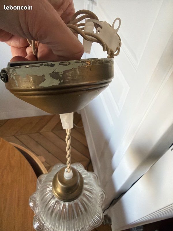 Suspension vintage en verre et laiton (image 3)