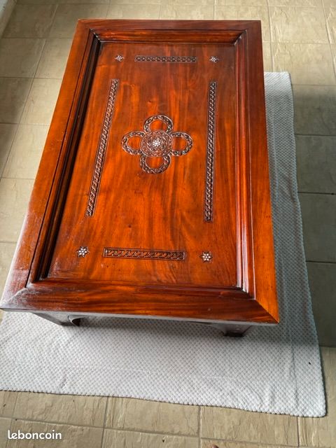 Sublime, table de salon ou d’accueil, en bois précieux + incrustation de nacre, inspiration, arabe (image 3)