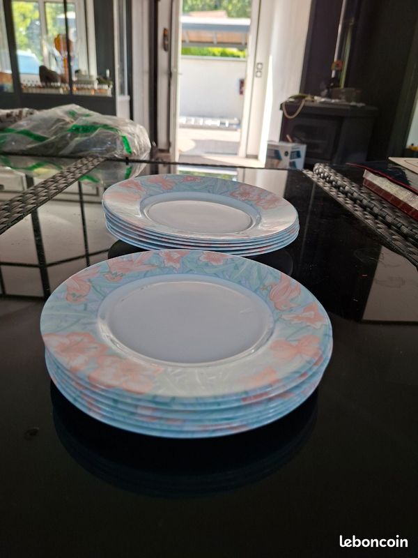Lot de 6 assiettes plates et 6 assiettes a dessert Arcopal vintage (image 2)