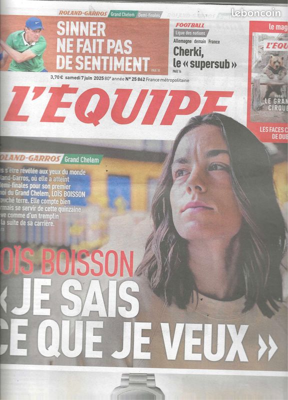 L'Equipe Du 07 Juin 2025 - Boisson / Sinner / Hingis / Mbappé Et Plus