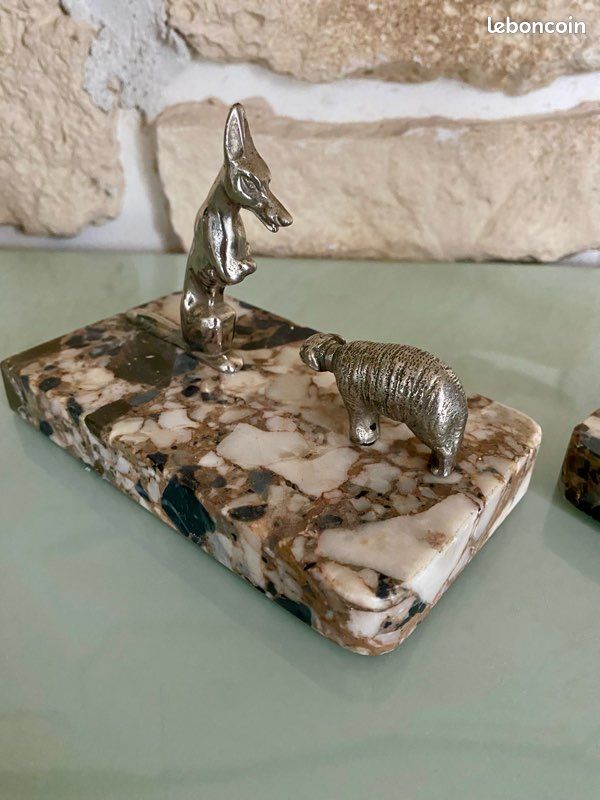 Paire de serre-livres Art Déco Ibex signé Franjou (Hippolyte Moreau) - En vente sur France | serre livre art nouveau, franjou sculpteur, hippolyte moreau regule