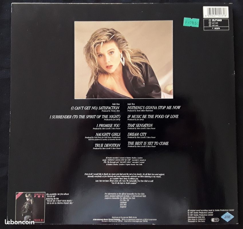 Samantha Fox - Satisfaction, I surrender - LP - 33T - vinyle 1987 - VG+/VG+ (image 2)