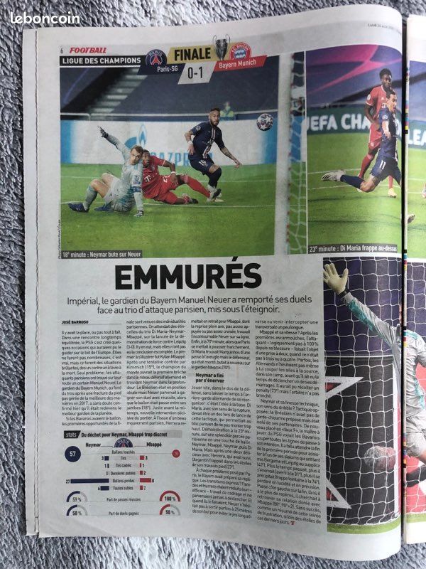 Journal L'EQUIPE Du 24 Août 2020 - Titre "INCONSOLABLE" - PSG 0-1 Bayern Munich Finale Ligue Des Champions - Collectors