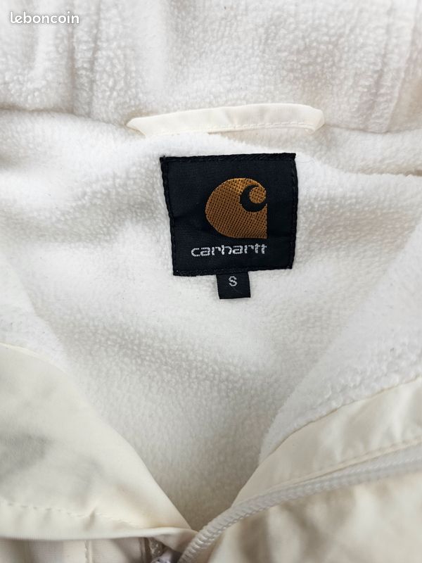 Veste Carhartt WIP Nimbus Pullover Blanc Off-White Taille S - Vintage Y2K Fleece Anorak Jacket (image 9)