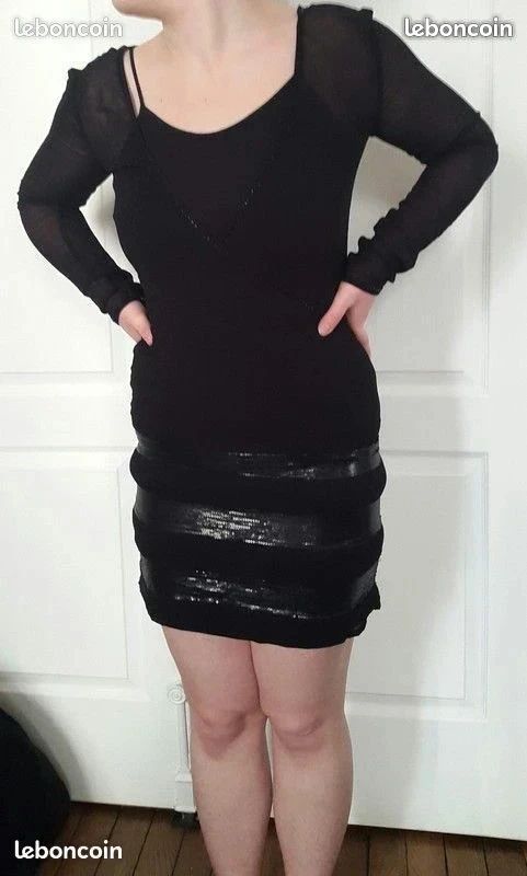 Robe IKKS Taille 36 - Occasion Peu Portée, Très Bon état - Couleur Noir/gris