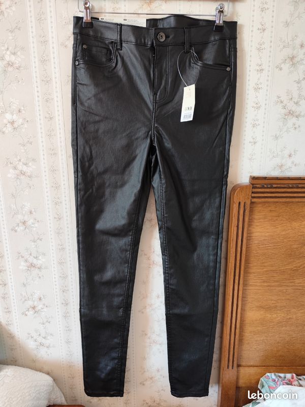 Pantalon skinny noir enduit 42 (image 1)