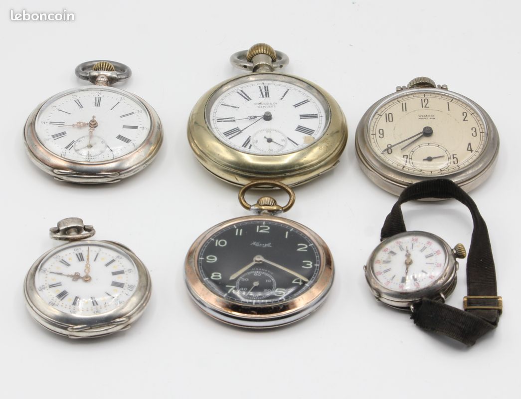 Lot De 6 Mouvements De Montres Anciennes – À Gousset, De Poche, Avec Cadran Et Aiguilles, Suisse