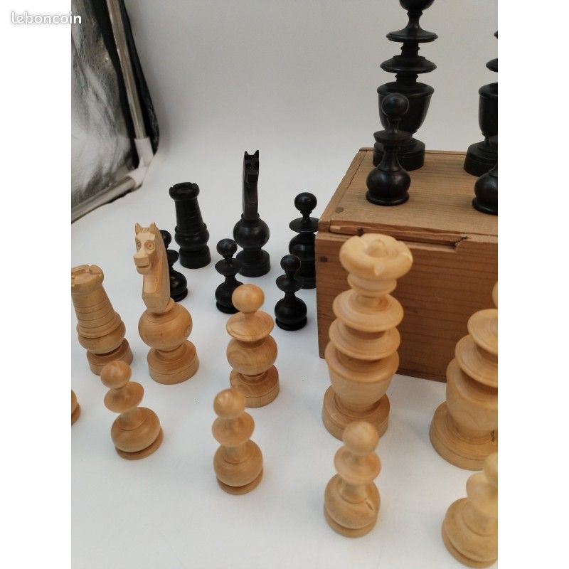 Jeu D'échecs Ancien Style Régence XXème - Complet, Roi 9cm - Sans Boîte