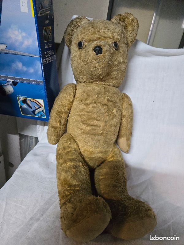 Ancien Ours En Peluche Vintage – Remplissage Paille – Doudou Rétro