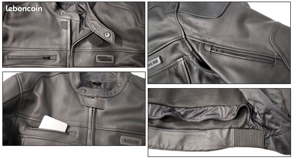 Blouson cuir moto IXS. T64. Neuf, jamais porté (image 2)