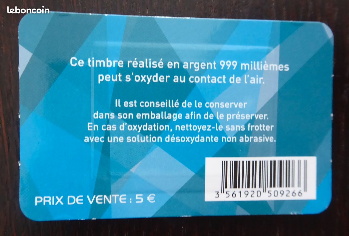 .Timbre 5 Handball en argent 999 millièmes (image 2)