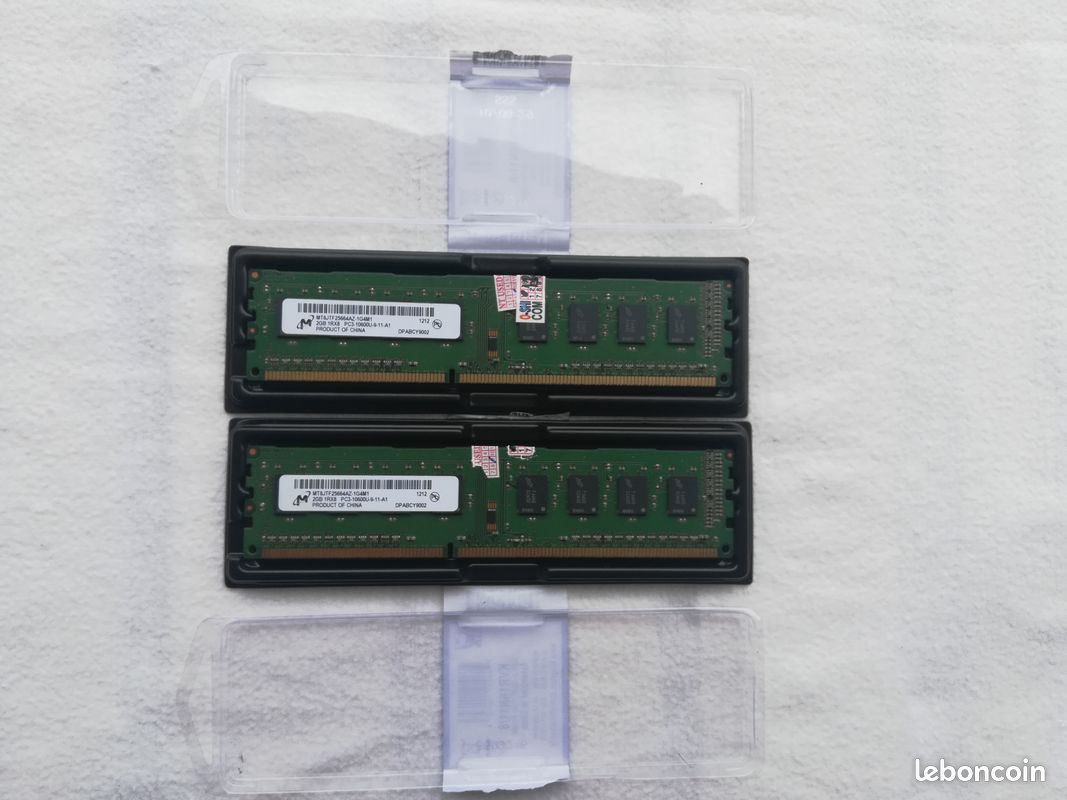 Lot de 2 barrettes mémoire RAM pour PC - DDR3 - MICRON - 2Go - 1333Mhz (image 4)