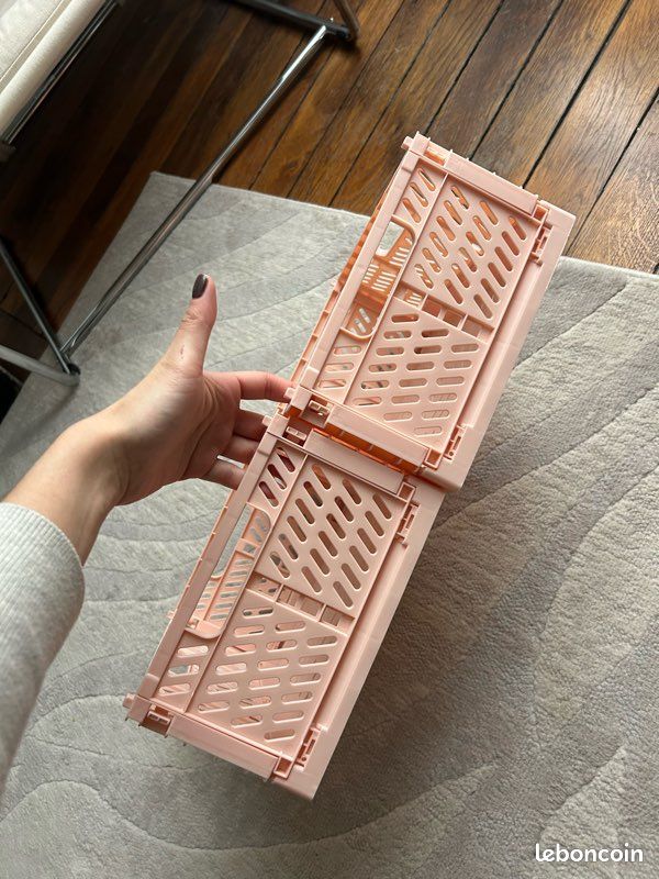 Tiroir Rangement MAFNIO Lot De 2 Bou00eetes De Rangement Pliables En Plastique Caisse Pliable Cageot Pour Chambre D Enfant Cuisine Bureau Rose 30 5 X 20 12 2 Cm Rangement Tiroir Plastique