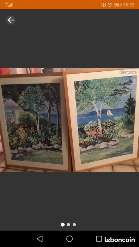 Lot de 2 tableaux type paysage marin/Lithographie diptyque (image 1)