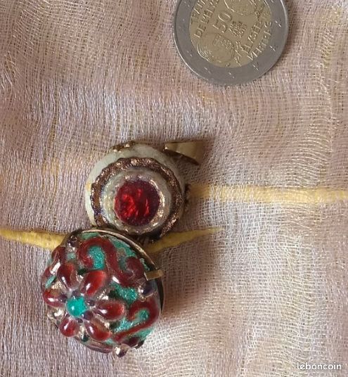 Rare Médaillon Pendentif Ancien émaillé - Signé Limoges ? - Vintage Français
