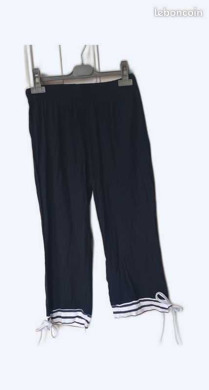 💥pantacourt corsaire marine⚓ t m 38 blancheporte Vêtements