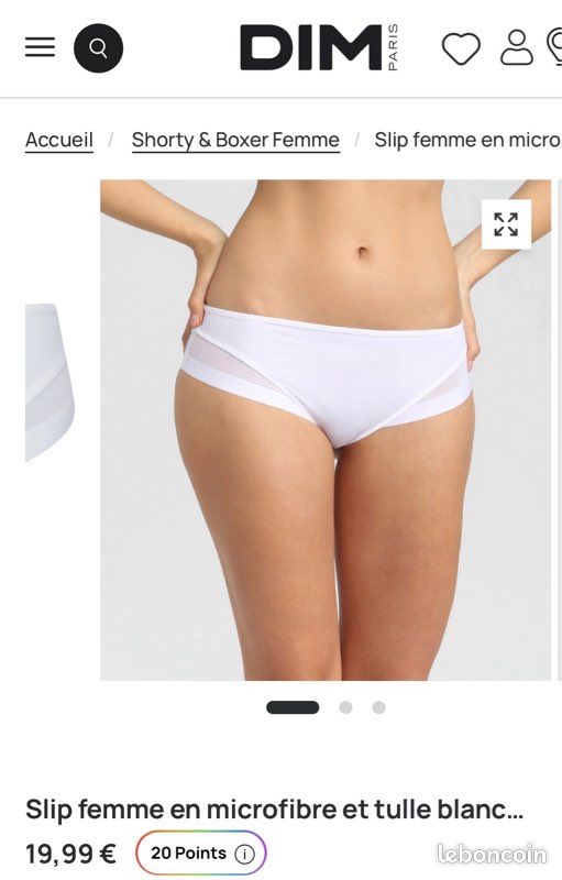 Slip Dim Taille 48 – Imprimé Feuilles Vert, Blanc, Saumon – Polyamide/élasthanne – Neuf Avec étiquette