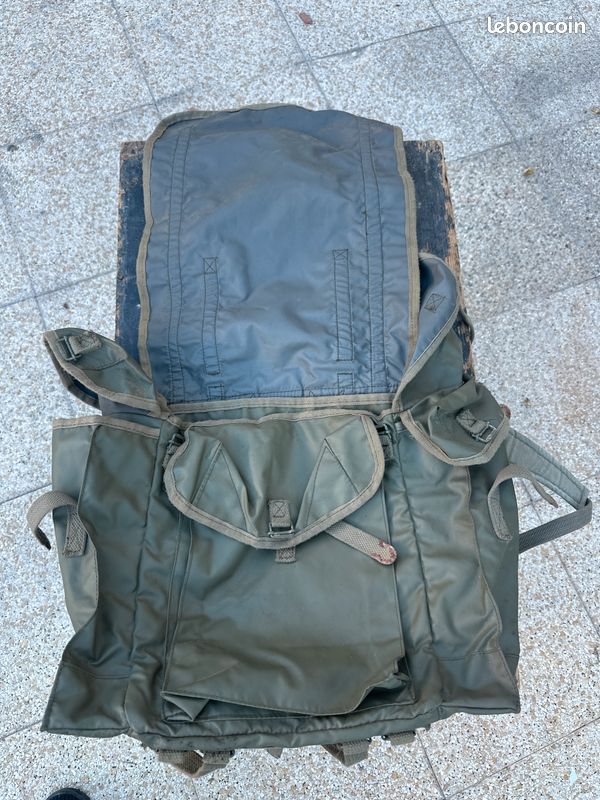 Ancien Sac à Dos En Toile - 3 Poches Avant Et Côtés, Style Rétro, Occasion