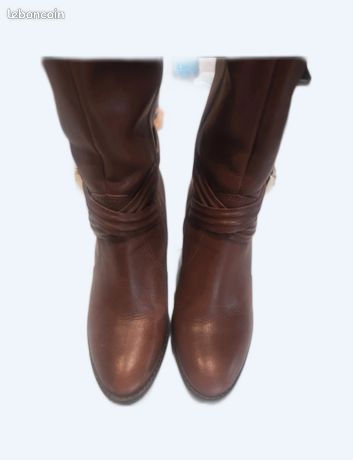 Bottes Femme Marina Galanti Slouch - Taille 39 (US 9) - Suède Marron/vert - Occasion Très Bon état