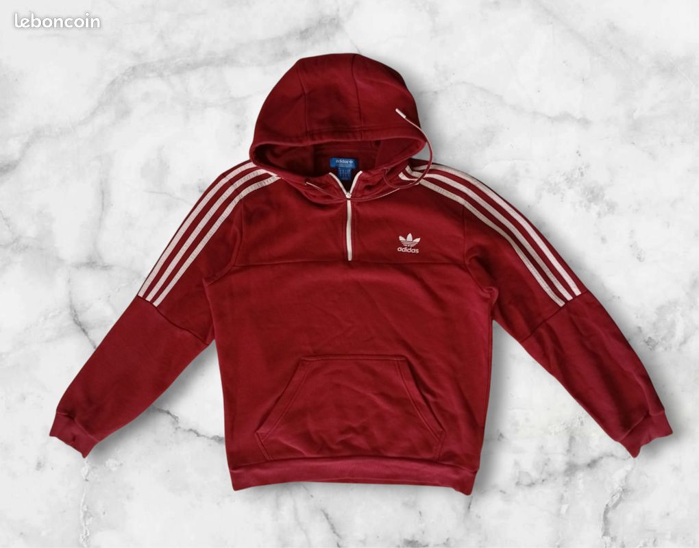 Sweat à Capuche Silver Point Rouge – Années 2000, Taille M, Style Tribal Patineur