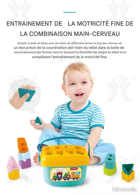 Boîte d'association cognitive de couleur graphique, jouet pour nourrissons et tout-petits, Bloc de construction (image 2)