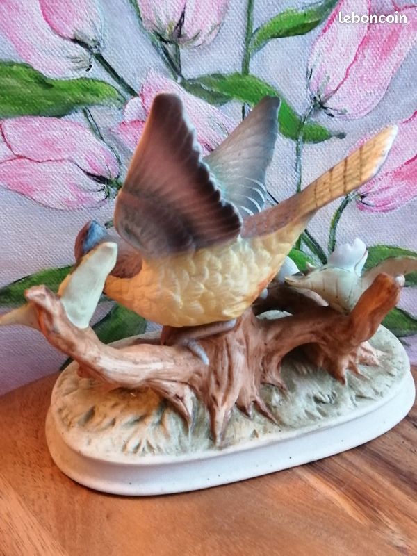 Biscuit Céramique à Peindre - Oiseau Sur Nichoir - Fait Main Aux USA - Neuf