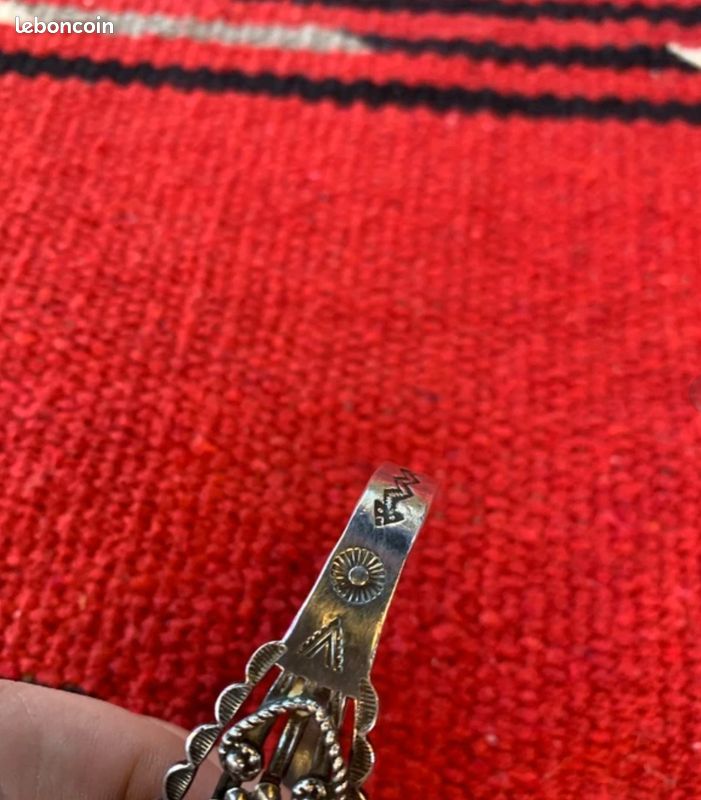 Bracelet jonc Tracy en argent sterling estampé vintage Navajo