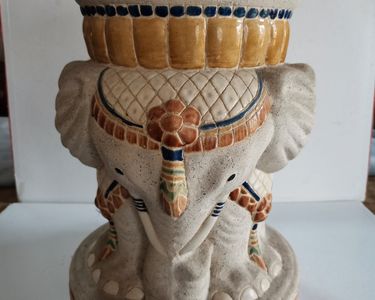 Porte-plante, éléphant bleu en céramique, vintage, en TBE - Décoration