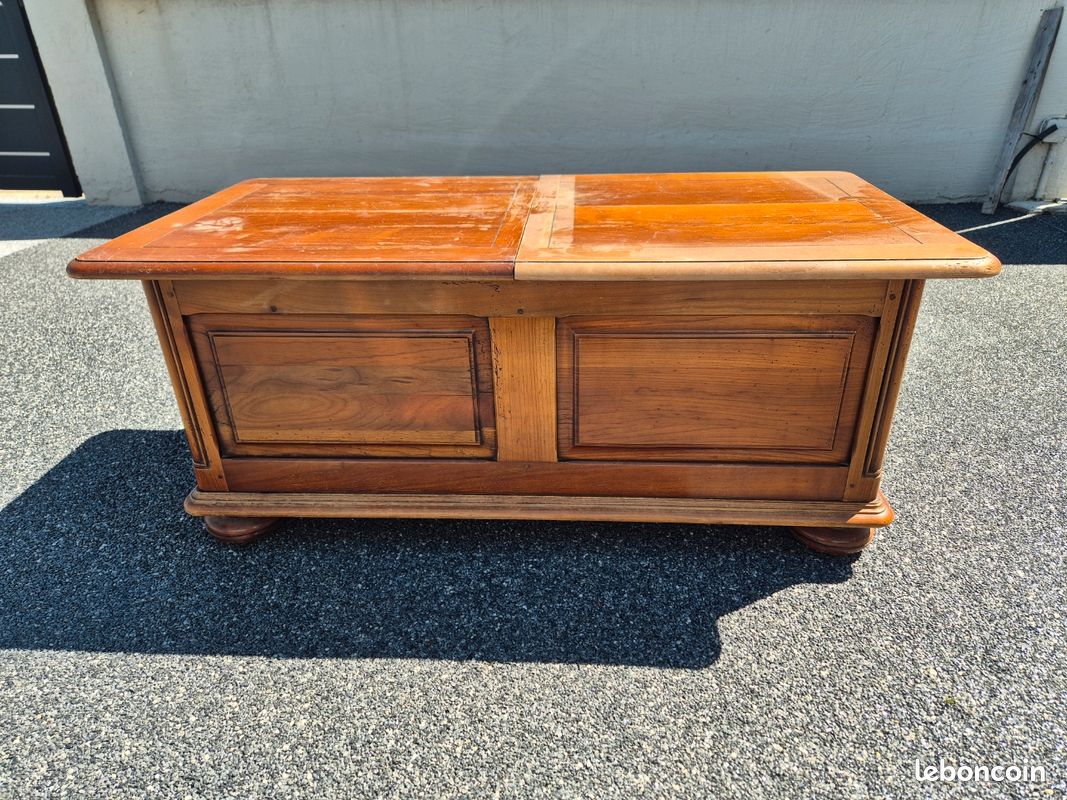 Table basse Roosevelt coffre en bois table d'appoint vintage shabby chic noyer brun foncé - France