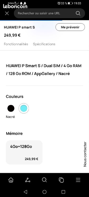 Téléphone Huawei P smart S (image 1)