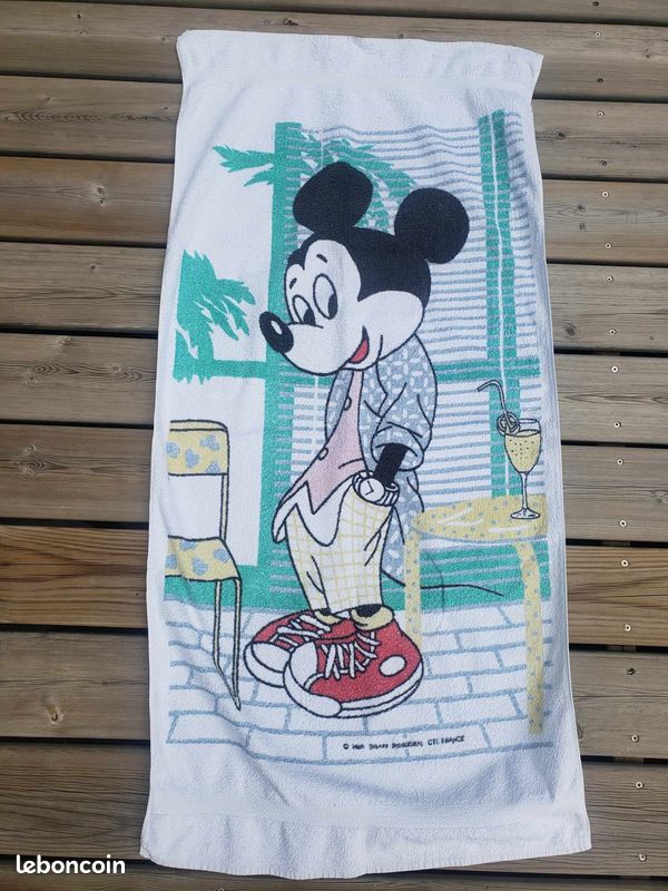 Serviette De Plage Mickey Mouse 70x140cm - Drap Plage Disney - Serviette Bain Enfant - Accessoire Plage Mickey
