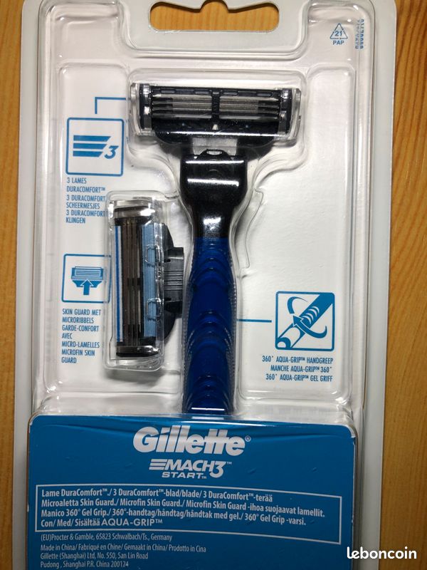 Pack De 5 Lames Gillette MACH3 SENSITIVE - Recharges Pour Rasoir Homme - Acier Carbone