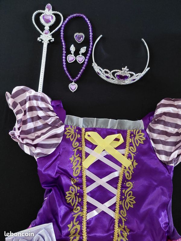 Déguisement Robe Princesse Raiponce perruque et ces accessoires 5-6ans - Jeux & Jouets