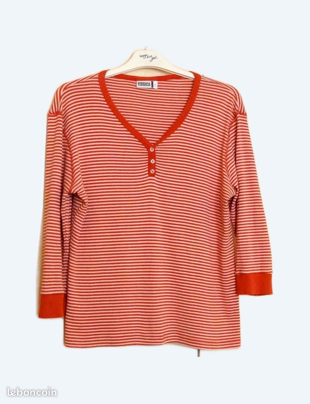 Tee-shirt rayé beige manches longues IN EXTENSO garçon 4 ans en TBE - Vêtements