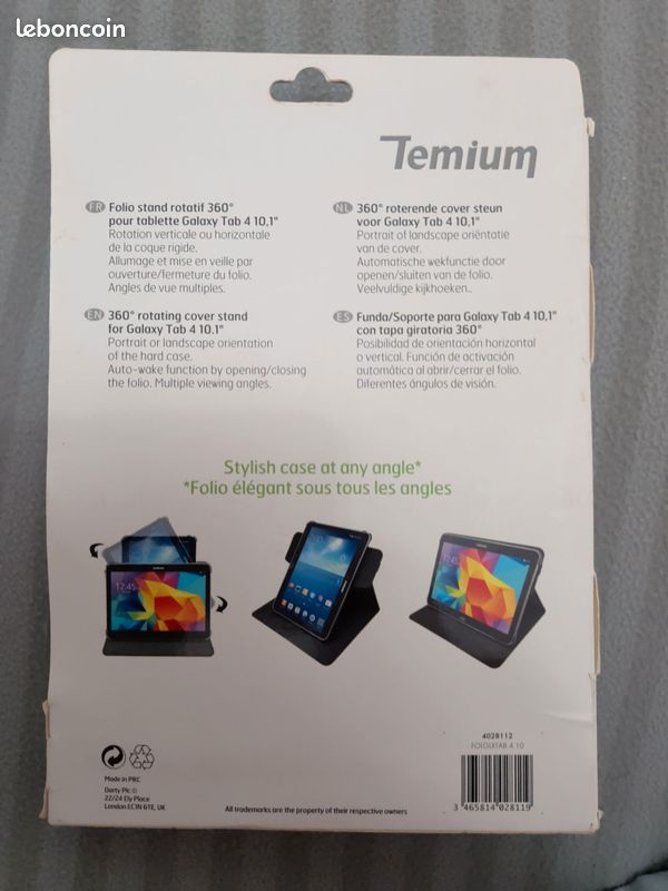 Coque Folio 360° Temium pour Samsung Galaxy Tab 4 10.1" - Noire - Neuve sous blister (image 2)