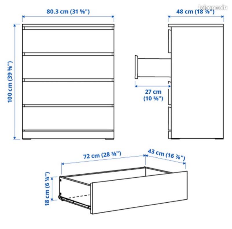Commode MALM IKEA noire (image 8)