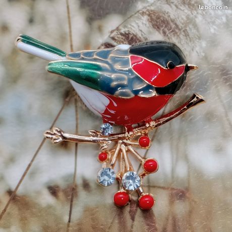 CODE SECRET: JOLIE BROCHE OISEAU COULEUR - BIJOU FANTAISIE VINTAGE