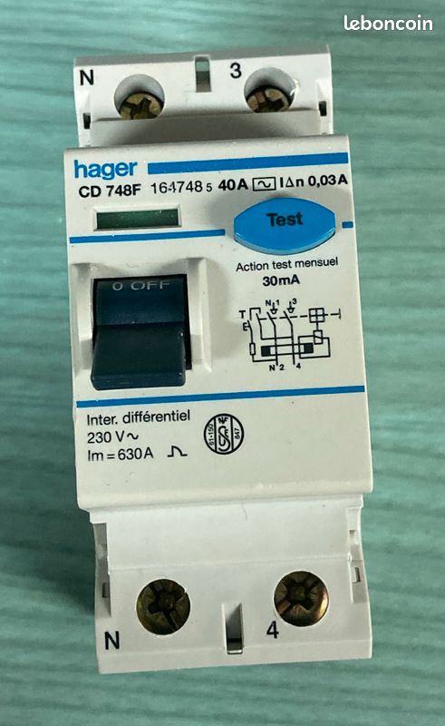 Disjoncteur Hager monophasé 1P+N à vis C-2A - MFN702