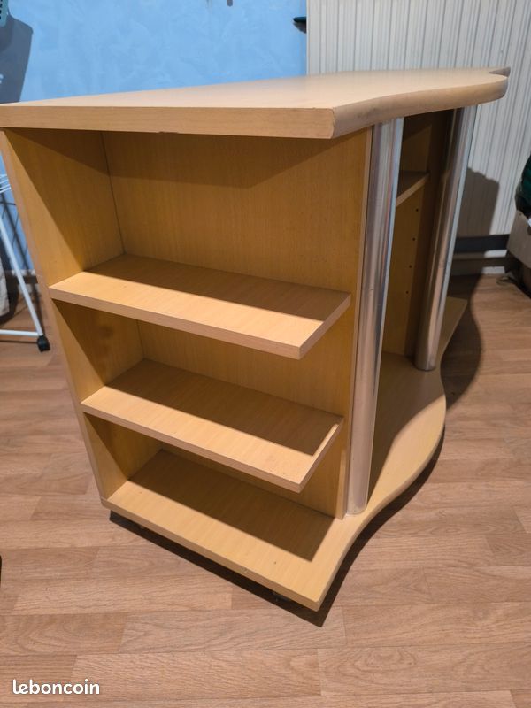 Meuble TV hêtre beige avec support DVD tournant (image 5)