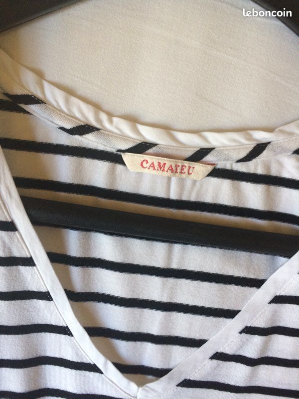 Teeshirt blanc et noir Camaïeu (image 3)