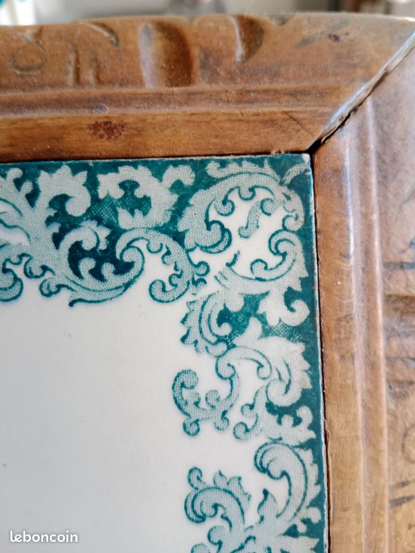 ANCIEN DESSOUS DE PLAT en CÉRAMIQUE et BOIS paysage EUR 9,00 - FR